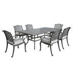 Ensemble de salle à manger rectangulaire Ventura 7 pièces en aluminium moulé avec 6 fauteuils - S/O
