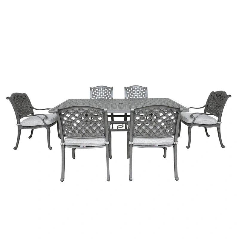 Ensemble de salle à manger rectangulaire Ventura 7 pièces en aluminium moulé avec 6 fauteuils - S/O
