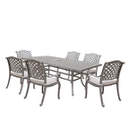 Ensemble de salle à manger rectangulaire Ventura 7 pièces en aluminium moulé avec 6 fauteuils - S/O