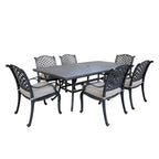 Ensemble de salle à manger rectangulaire Ventura 7 pièces en aluminium moulé avec 6 fauteuils - S/O
