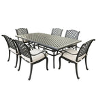 Ensemble de salle à manger rectangulaire Ventura 7 pièces en aluminium moulé avec 6 fauteuils - S/O