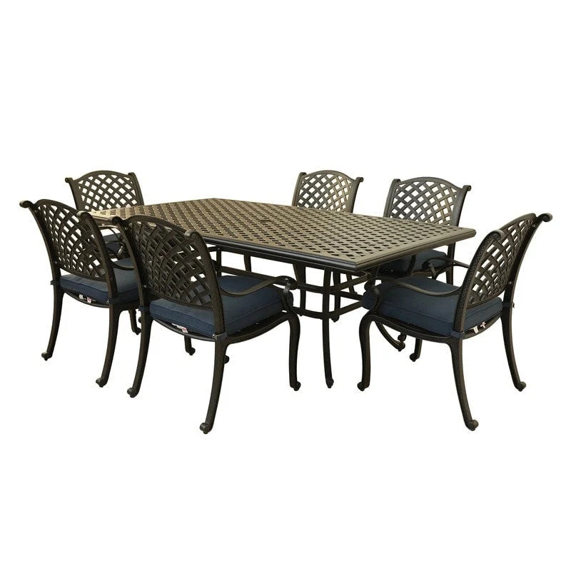Ensemble de salle à manger rectangulaire Ventura 7 pièces en aluminium moulé avec 6 fauteuils - S/O