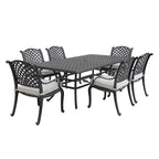 Ensemble de salle à manger rectangulaire Ventura 7 pièces en aluminium moulé avec 6 fauteuils - S/O