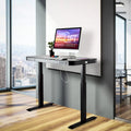 Plateau de bureau électrique assis-debout en verre trempé de 47,5 pouces avec deux ports de chargement USB 2,4 A, hauteur réglable jusqu'à 47,5 pouces H