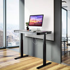 Plateau de bureau électrique assis-debout en verre trempé de 47,5 pouces avec deux ports de chargement USB 2,4 A, hauteur réglable jusqu'à 47,5 pouces H