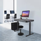 Plateau de bureau électrique assis-debout en verre trempé de 47,5 pouces avec deux ports de chargement USB 2,4 A, hauteur réglable jusqu'à 47,5 pouces H