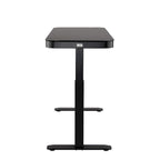 Plateau de bureau électrique assis-debout en verre trempé de 47,5 pouces avec deux ports de chargement USB 2,4 A, hauteur réglable jusqu'à 47,5 pouces H
