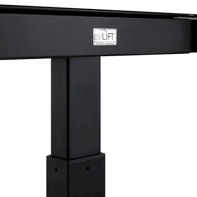 Plateau de bureau électrique assis-debout en verre trempé de 47,5 pouces avec deux ports de chargement USB 2,4 A, hauteur réglable jusqu'à 47,5 pouces H