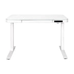 Plateau de bureau électrique assis-debout en verre trempé de 47,5 pouces avec deux ports de chargement USB 2,4 A, hauteur réglable jusqu'à 47,5 pouces H