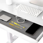 Plateau de bureau électrique assis-debout en verre trempé de 47,5 pouces avec deux ports de chargement USB 2,4 A, hauteur réglable jusqu'à 47,5 pouces H