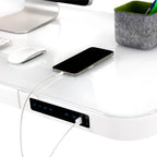 Plateau de bureau électrique assis-debout en verre trempé de 47,5 pouces avec deux ports de chargement USB 2,4 A, hauteur réglable jusqu'à 47,5 pouces H