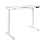 Plateau de bureau électrique assis-debout en verre trempé de 47,5 pouces avec deux ports de chargement USB 2,4 A, hauteur réglable jusqu'à 47,5 pouces H