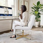 Flash Furniture Chloe Chaise de bureau fixe sans accoudoirs à dossier mi-hauteur rembourrée en tissu, avec hauteur réglable, fonction pivotante et cadre, à usage commercial
