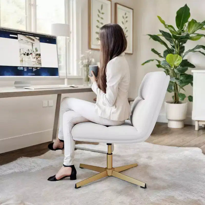 Flash Furniture Chloe Chaise de bureau fixe sans accoudoirs à dossier mi-hauteur rembourrée en tissu, avec hauteur réglable, fonction pivotante et cadre, à usage commercial