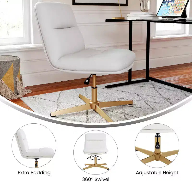 Flash Furniture Chloe Chaise de bureau fixe sans accoudoirs à dossier mi-hauteur rembourrée en tissu, avec hauteur réglable, fonction pivotante et cadre, à usage commercial