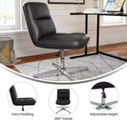 Flash Furniture Chloe Chaise de bureau fixe sans accoudoirs à dossier mi-hauteur rembourrée en tissu, avec hauteur réglable, fonction pivotante et cadre, à usage commercial
