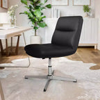 Flash Furniture Chloe Chaise de bureau fixe sans accoudoirs à dossier mi-hauteur rembourrée en tissu, avec hauteur réglable, fonction pivotante et cadre, à usage commercial