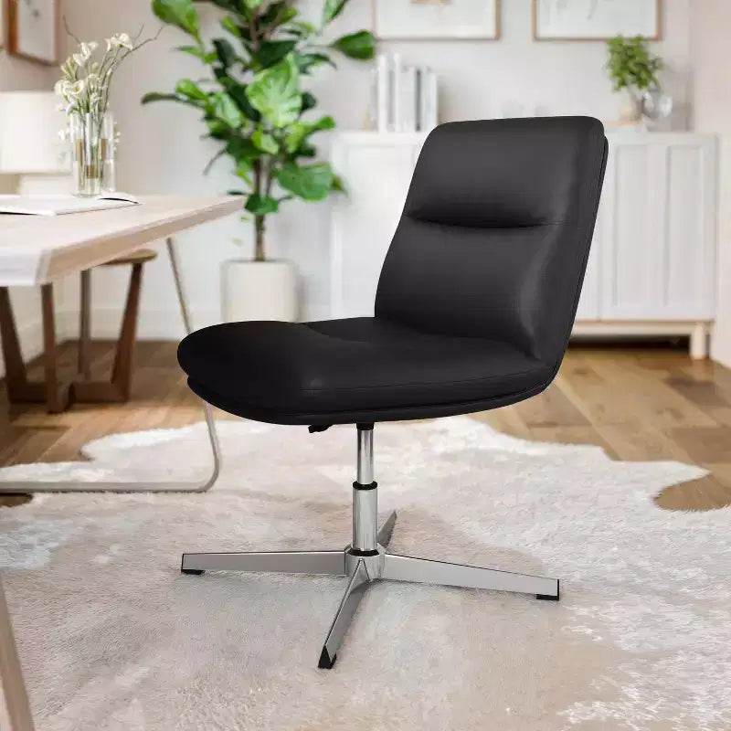 Flash Furniture Chloe Chaise de bureau fixe sans accoudoirs à dossier mi-hauteur rembourrée en tissu, avec hauteur réglable, fonction pivotante et cadre, à usage commercial