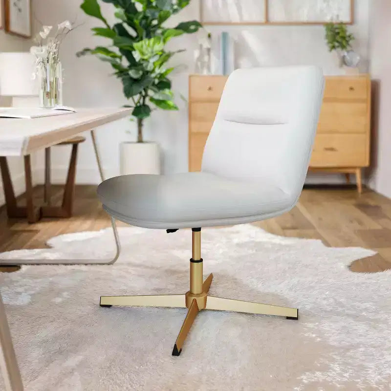 Flash Furniture Chloe Chaise de bureau fixe sans accoudoirs à dossier mi-hauteur rembourrée en tissu, avec hauteur réglable, fonction pivotante et cadre, à usage commercial
