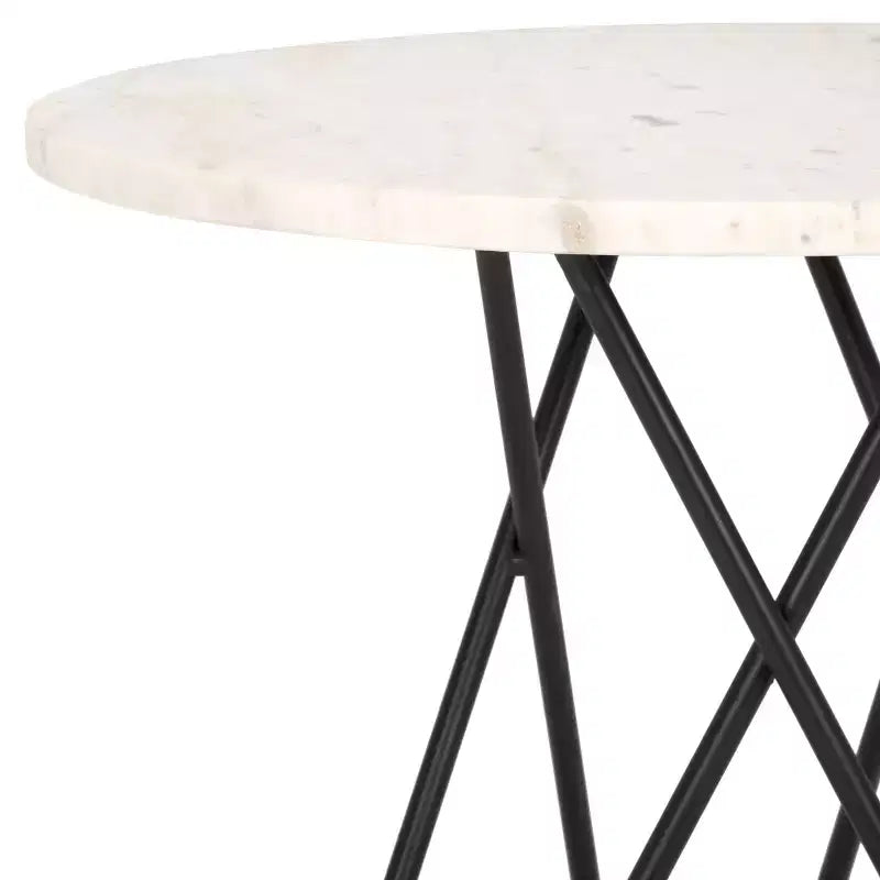 Table d'appoint Cade en marbre - ACC3713A - Marbre blanc/Noir - Safavieh