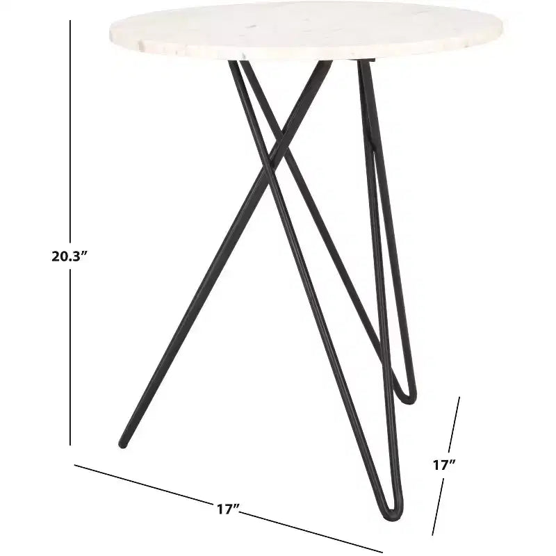 Table d'appoint Cade en marbre - ACC3713A - Marbre blanc/Noir - Safavieh