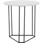 Eloblaire Round Accent Table - ACC4605A - White Marble/Black - Safavieh