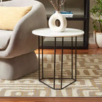 Table d'appoint ronde Eloblaire - ACC4605A - Marbre blanc/Noir - Safavieh