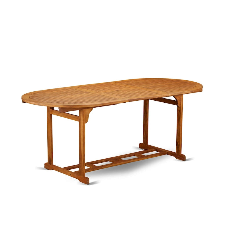 Ensembles de salle à manger d'extérieur East West Furniture - Table ovale en bois d'acacia et fauteuils pliants, huile naturelle (options de pièces)