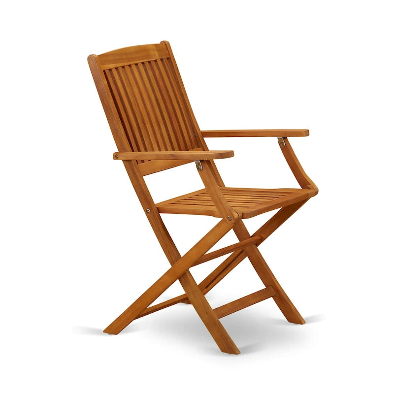 Ensembles de salle à manger d'extérieur East West Furniture - Table ovale en bois d'acacia et fauteuils pliants, huile naturelle (options de pièces)