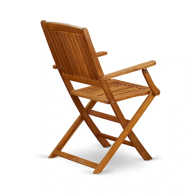 Ensembles de salle à manger d'extérieur East West Furniture - Table ovale en bois d'acacia et fauteuils pliants, huile naturelle (options de pièces)