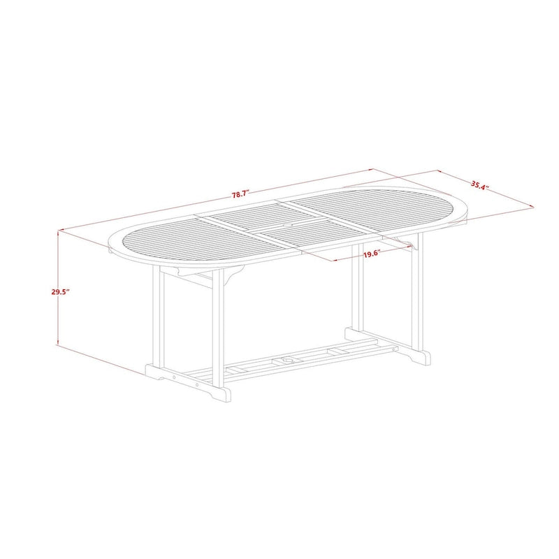 Ensembles de salle à manger d'extérieur East West Furniture - Table ovale en bois d'acacia et fauteuils pliants, huile naturelle (options de pièces)