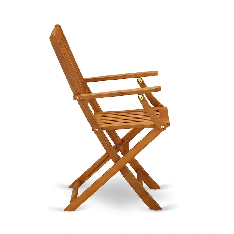 Ensembles de salle à manger d'extérieur East West Furniture - Table ovale en bois d'acacia et fauteuils pliants, huile naturelle (options de pièces)