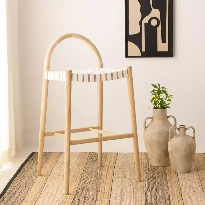 Tabouret de bar Rhyan - BST1204A - Blanc/Naturel - Safavieh
