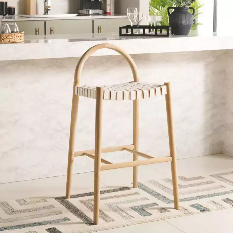 Tabouret de bar Rhyan - BST1204A - Blanc/Naturel - Safavieh