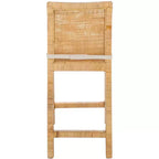 Tabouret de comptoir Tojo Cane avec coussin - BST6502 - Blanc/Naturel - Safavieh