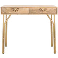 Lily 2 Drawer Desk - DSK9006 - Natural/Brass - Safavieh