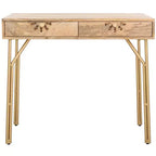 Lily 2 Drawer Desk - DSK9006 - Natural/Brass - Safavieh