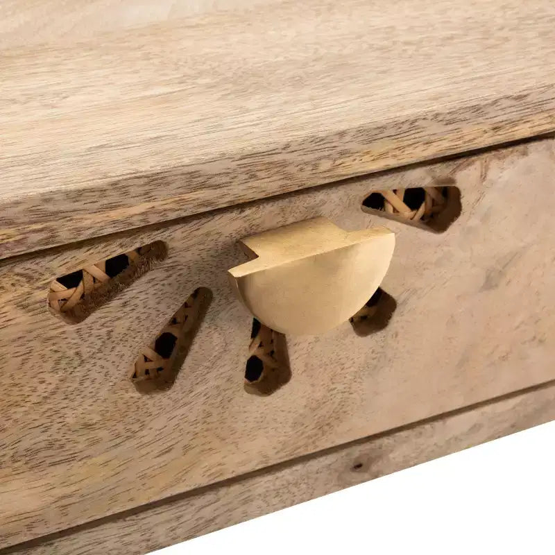 Bureau 2 tiroirs Lily - DSK9006 - Naturel/Laiton - Safavieh