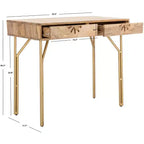 Bureau 2 tiroirs Lily - DSK9006 - Naturel/Laiton - Safavieh