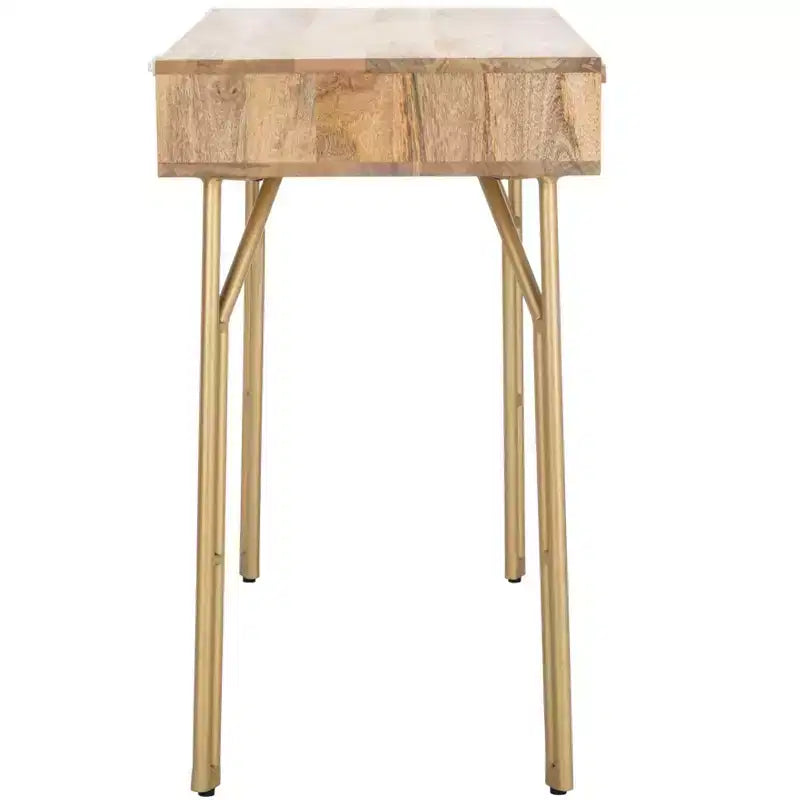 Bureau 2 tiroirs Lily - DSK9006 - Naturel/Laiton - Safavieh