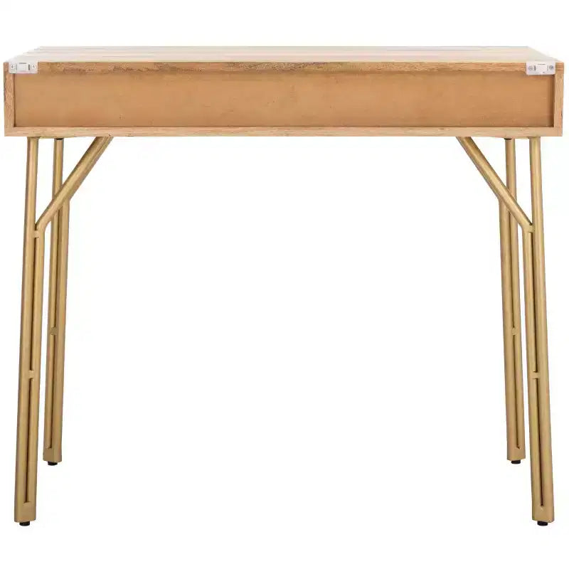 Bureau 2 tiroirs Lily - DSK9006 - Naturel/Laiton - Safavieh
