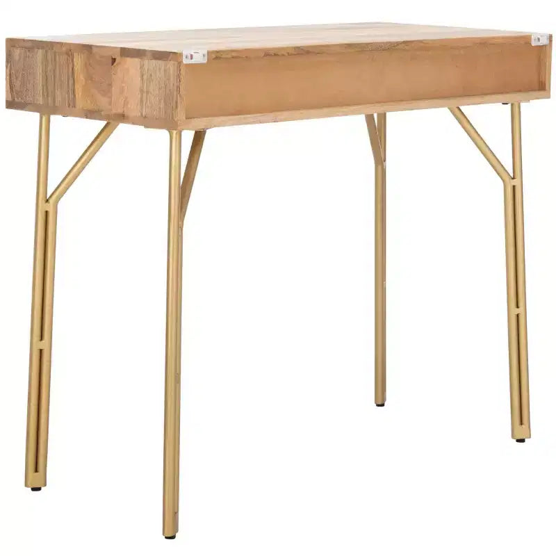 Bureau 2 tiroirs Lily - DSK9006 - Naturel/Laiton - Safavieh