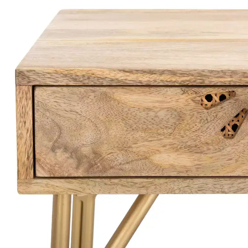 Bureau 2 tiroirs Lily - DSK9006 - Naturel/Laiton - Safavieh