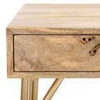 Bureau 2 tiroirs Lily - DSK9006 - Naturel/Laiton - Safavieh