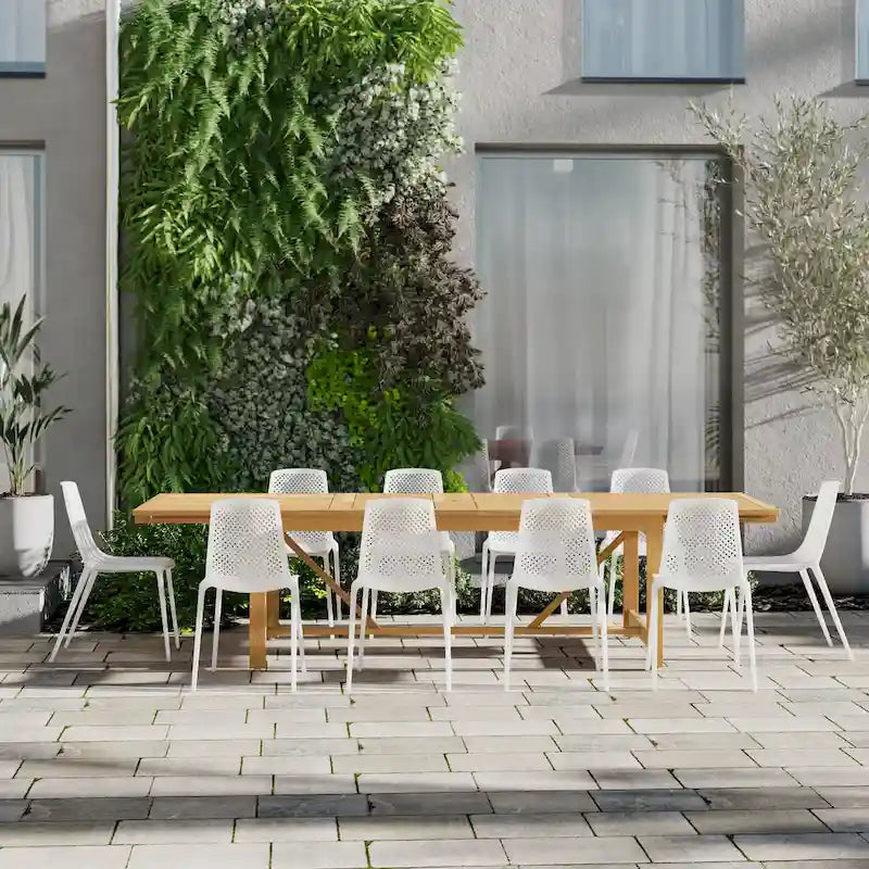 Ensemble de salle à manger d'extérieur Amazonia Macker 11 pièces en bois certifié FSC