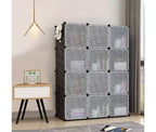 Organisateur de rangement 12 cubes avec portes Bibliothèque modulable Séparateur de pièce Capacité de 81 kg Structure en acier
