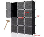 Organisateur de rangement 12 cubes avec portes Bibliothèque modulable Séparateur de pièce Capacité de 81 kg Structure en acier