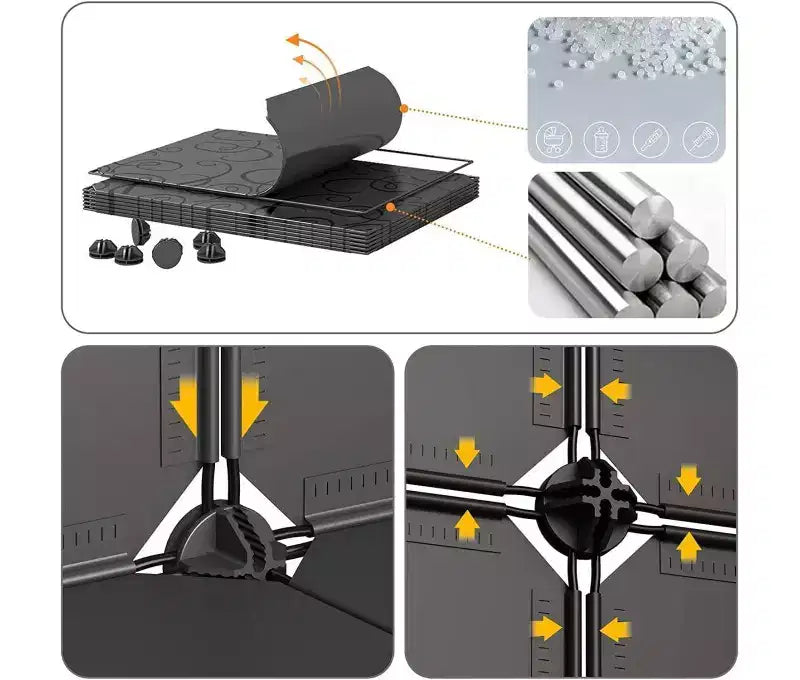 Organisateur de rangement 12 cubes avec portes Bibliothèque modulable Séparateur de pièce Capacité de 81 kg Structure en acier