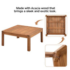 Ensemble de mobilier de jardin 4 pièces en bois d'acacia avec canapé sectionnel