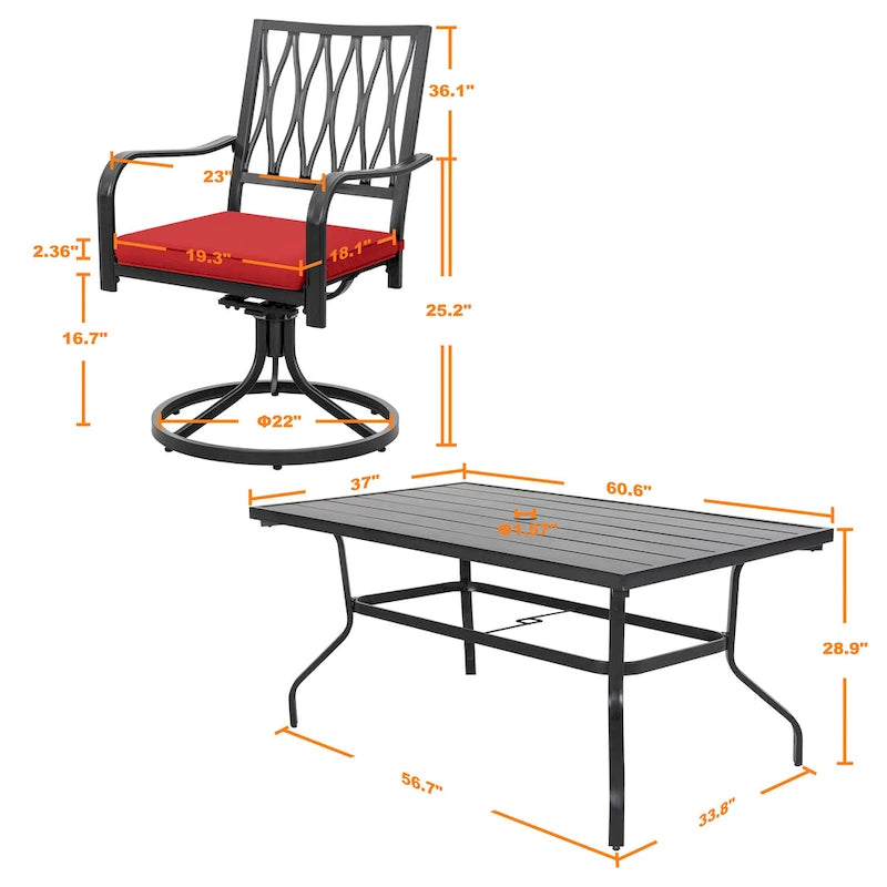 Ensemble de salle à manger pivotant Nuu Garden 7 pièces avec coussins offerts